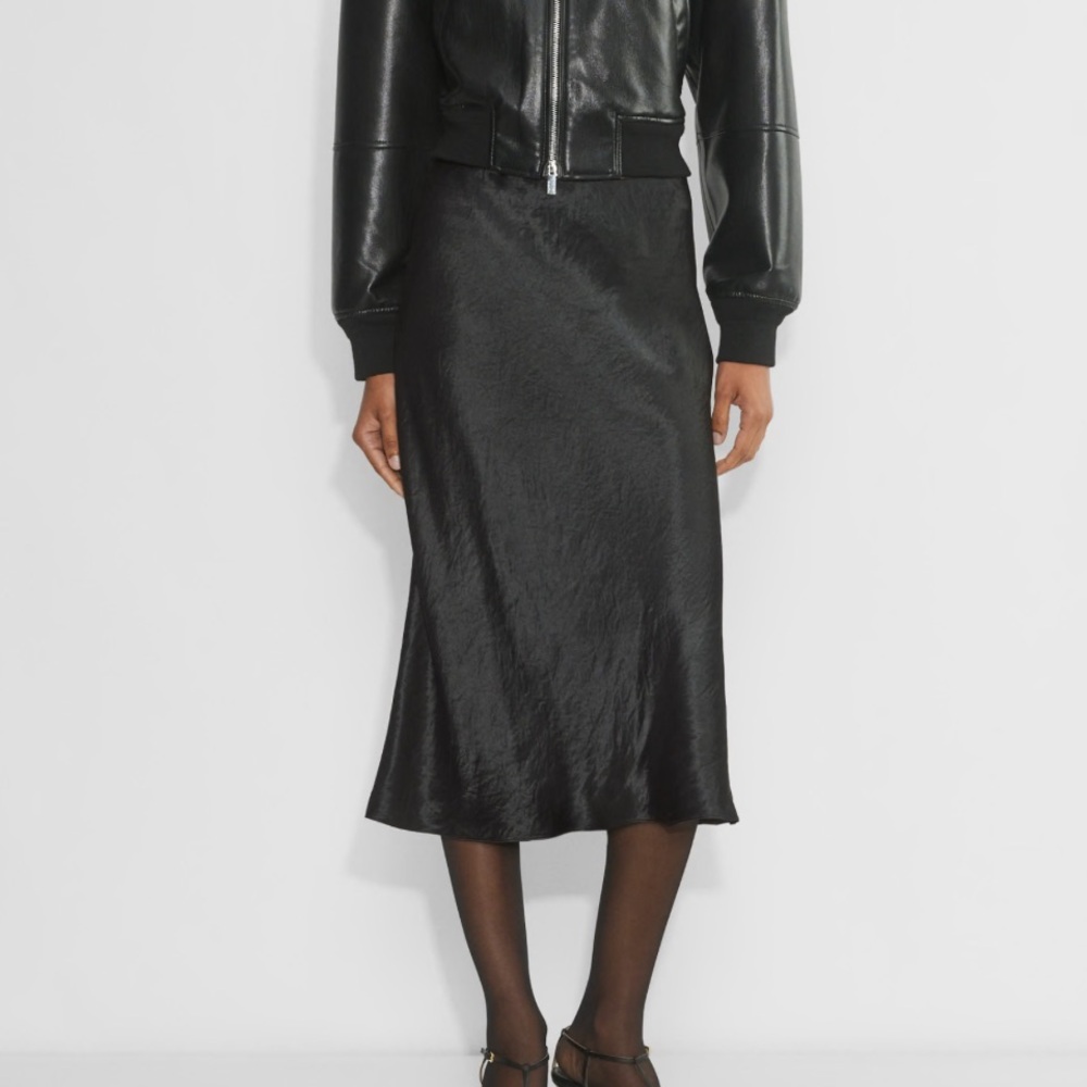 Aritzia Babaton Black Pull On Midi Slip Skirt